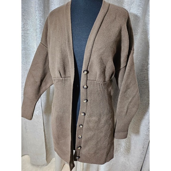 ZARA cardigan sweater knit dress stretchy brown sz S - Picture 5 of 10